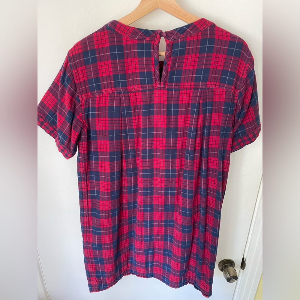 Madewell Edina Red and Blue Plaid Flannel Mini Dress - Picture 4 of 10